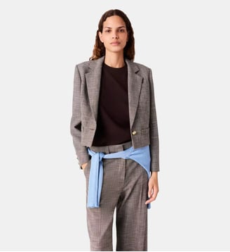 Veste de tailleur courte à carreaux - Maje - Marron
