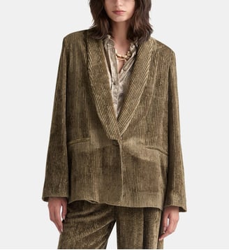 Veste pembroke en velours à côtes fluide - Momonì - Vert