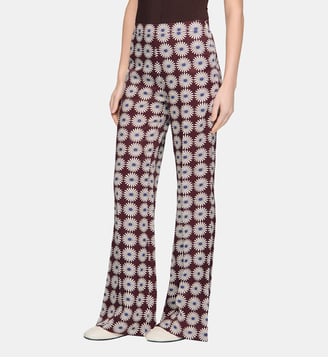 Pantalon fluide imprimé fleuri - Sandro - Marron et bleu