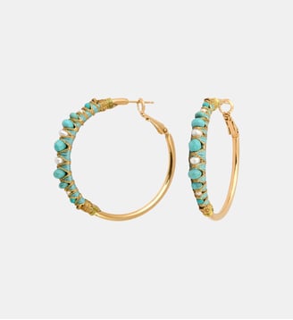 Boucles d'oreilles créoles   - Salina - Satellite - Bleu turquoise