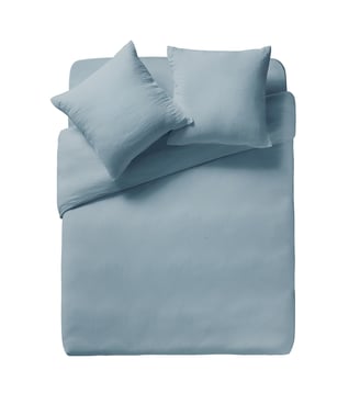 Housse de couette unie en gaze de coton, TENDRESSE - Essix - Bleu alpin