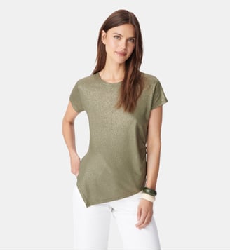 Tee-shirt asymétrique lurex - Ikks - Vert kaki
