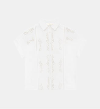 Chemisier manches courtes col chemise uni CHERYL - La Petite Etoile - Blanc