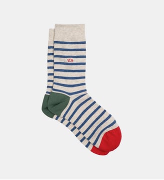 Chaussettes en coton peigné à rayures larges - Billybelt - Beige et bleu