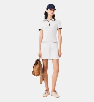 Robe polo en maille avec crochet - Maje - Blanc