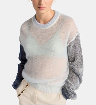 Tricot alma en color block vanisé - Momonì - Bleu