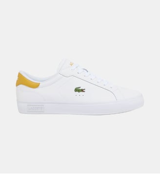 Sneakers Powercourt homme en cuir - Lacoste - Blanc et jaune foncé