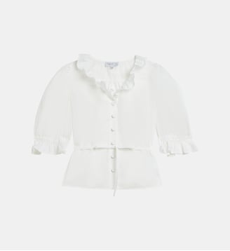 chemise en coton manches ballon - Agnès b. - Blanc