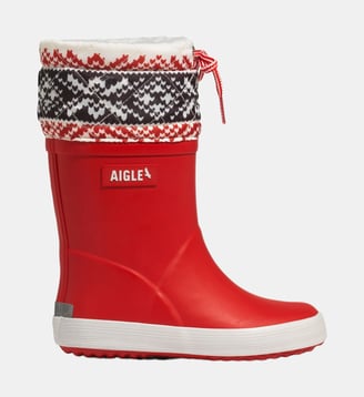 Bottes de pluie fourrées imprimé GIBOULEE PT - Aigle - Rouge blanc