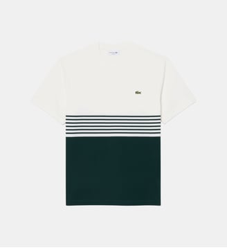 T-shirt jersey rayé color-block - Lacoste - Blanc et vert