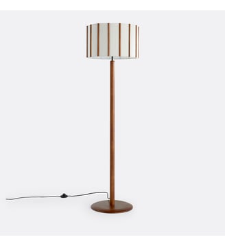 Lampadaire en hévéa et lin - La Redoute Interieurs - Marron