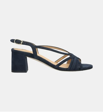 Sandale volterra - cuir velours - Manfield - Bleu marine
