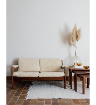 Banquette en teck massif Clara N°67- Produit chiné - Debongout - Beige