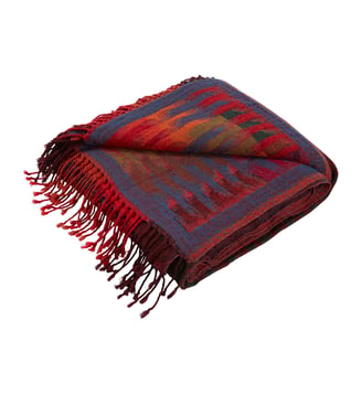Plaid KHAN  Laine au motif ikat graphique - Madura - Cardinal