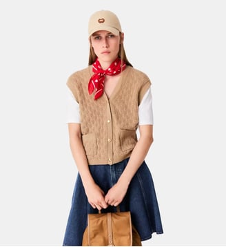 Cardigan effet 2-en-1 - Maje - Camel