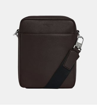 Petite sacoche zippée Marceau en cuir grainé - Le Tanneur - Marron foncé