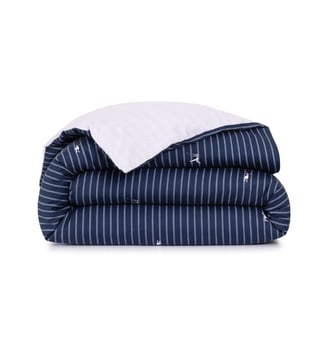 Housse de couette en satin de coton lavé - Lacoste Home - Marine