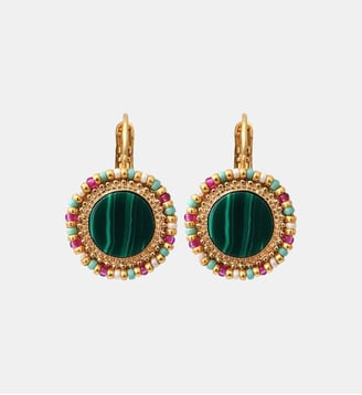 Boucles d'oreilles fines dormeuses   - Claudia - Satellite - Vert
