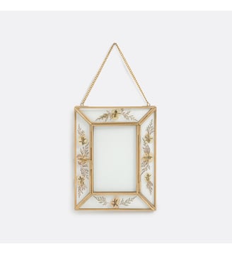 Cadre à suspendre avec fleurs H23 cm - La Redoute Interieurs - Laiton