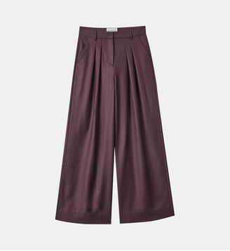 Pantalon à plis en laine et cachemire - Bompard - Grenat foncé
