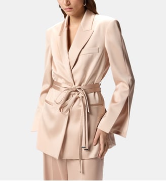 Veste ceinturée en satin - Pinko - Rose acajou