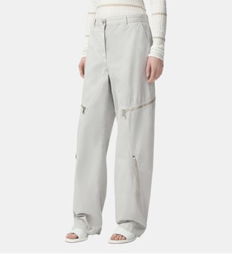 Pantalon large en coton avec fermetures zippées - Pinko - Gris