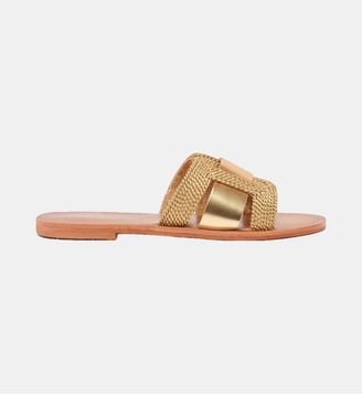 Mules plates Wilou en cuir tressé - Jonak - Doré et marron