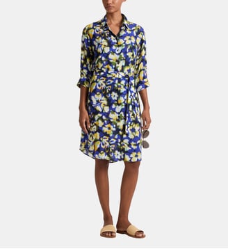 Robe longue en viscose Frangipanier Trouble - Vilebrequin - Bleu marine