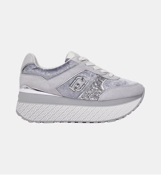 Baskets super plateforme effet velours - Liu Jo - Gris et argent