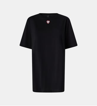 T-shirt long oversize avec imprimé et broderie - Pinko - Limousine noire