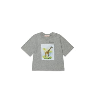 T-shirt avec imprimé girafe et logo - Marni - Inox gris mélangé