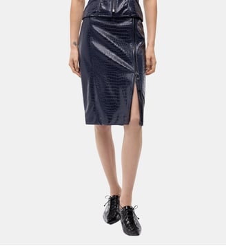 Jupe crayon embossée crocodile - Pinko - Bleu veste marin