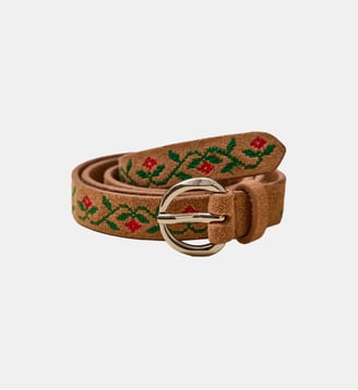Ceinture brodée en cuir - Cyrillus - Camel