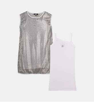 Robe à manches courtes - DKNY - Silver
