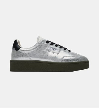 Baskets basses en cuir - Faguo - Argent et noir
