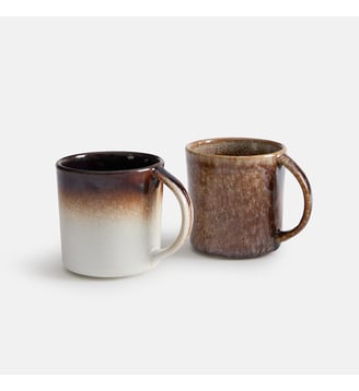 Lot de 2 mugs en grès émail réactif - La Redoute Interieurs - Marron