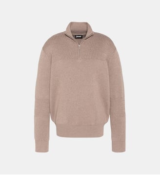 Pull col zippé en maille fine - Schott - Taupe