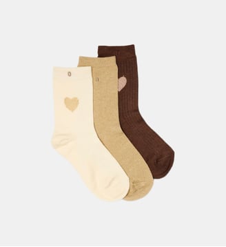 Pack de 3 Chaussettes - Odaje - Marron doré écru