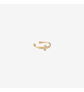 Bague d'oreille dorée jet - ATHENA - Caroline Najman - Cristal blanc