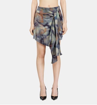 Short noué en satin imprimé - Diesel - Bleu vert