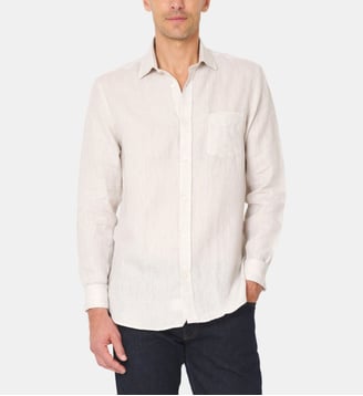 Chemise en lin beige coupe droite - Atelier Privé - Beige