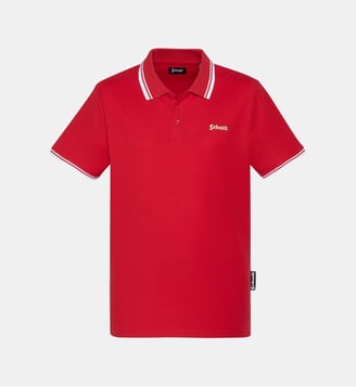 Polo noir en coton piqué - Schott - Rouge