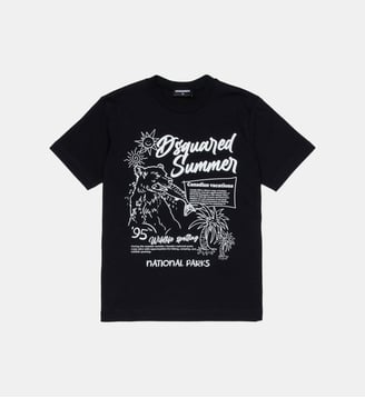 T-shirt avec logo et impression frontale - Dsquared2 - Noir