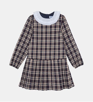 Robe -  col claudine volanté carreaux - Tartine Et Chocolat - Marine