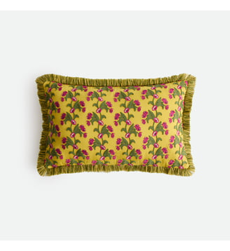 Housse de coussin coton, rectangulaire, brodée - La Redoute Interieurs - Jaune