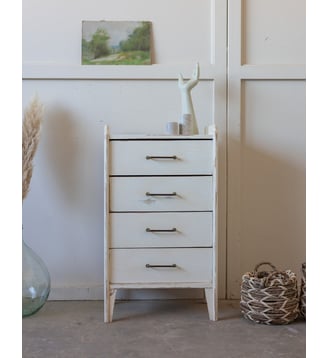 Commode blanc patiné Garance N°746- Produit chiné - Debongout - Blanc
