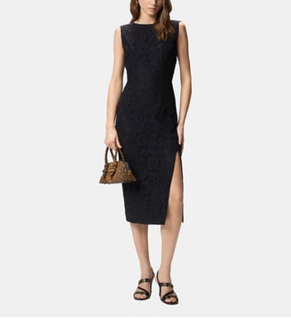 Robe en dentelle florale à encolure dos - Pinko - Limousine noire