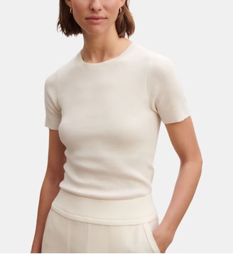T-shirt slim en maille coton - Bompard - Panna