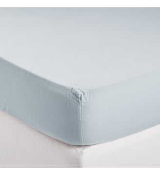 Drap Housse  Gaze de coton lavé - Madura - Bleu ciel