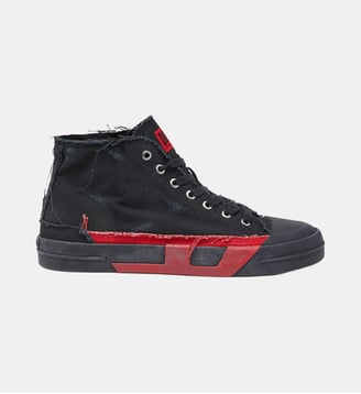 S-D-Verse-Baskets montantes en toile vieillie - Diesel - Noir et rouge